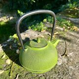 Green cast iron teapot