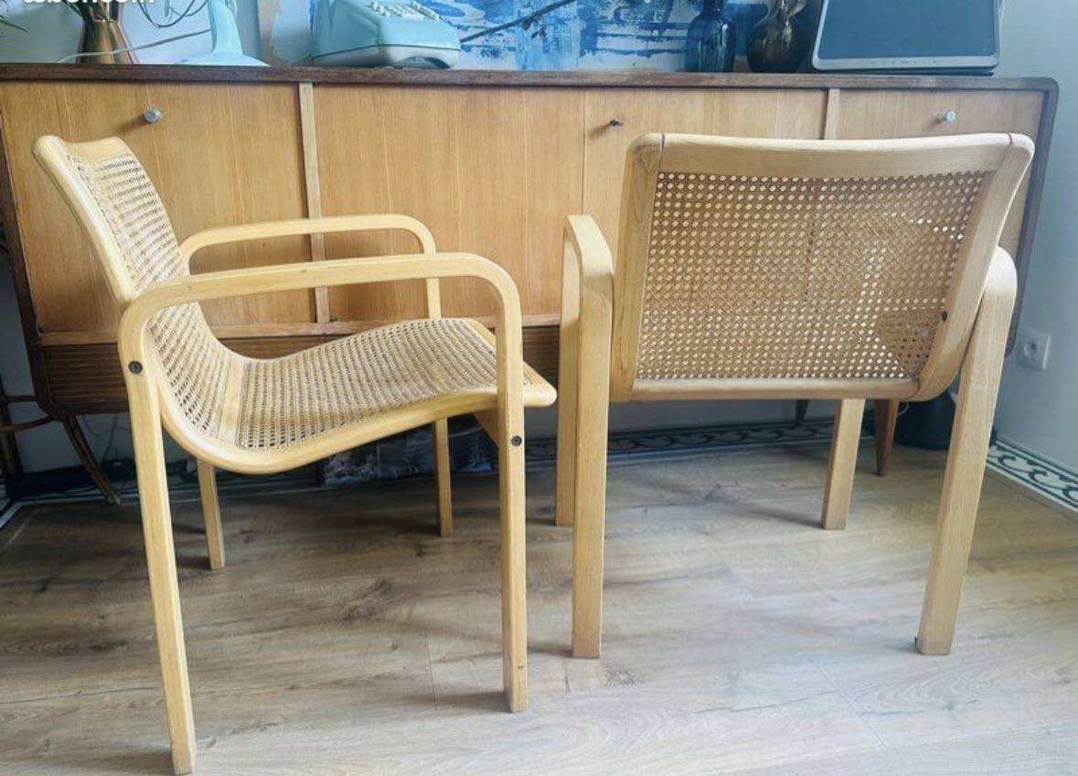 Chaises vintage cannage Olivo Pietro