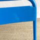 Pair of Mullca nursery chairs in metal and wood painted red and blue