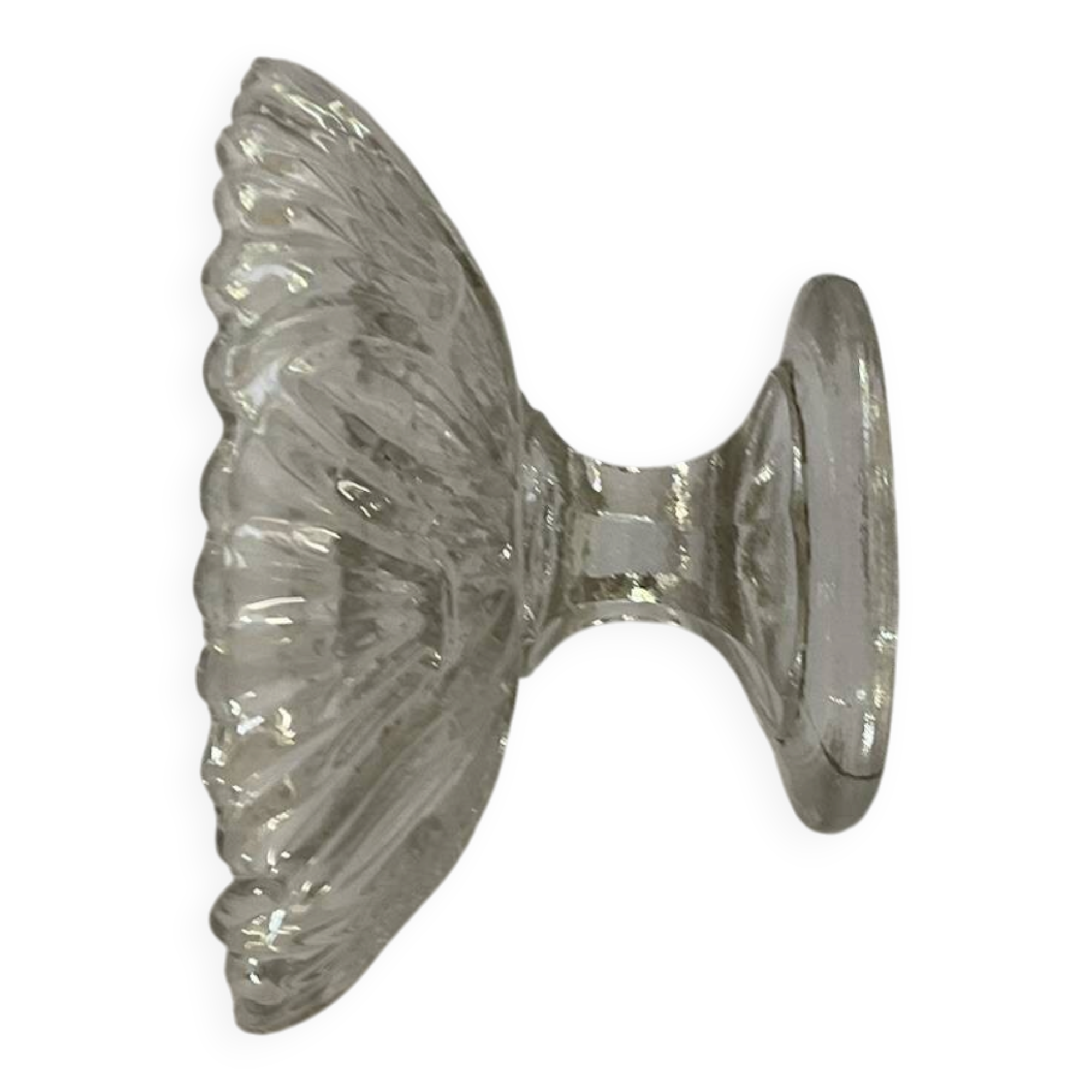Small vintage footed bowl, made of clear moulded glass.