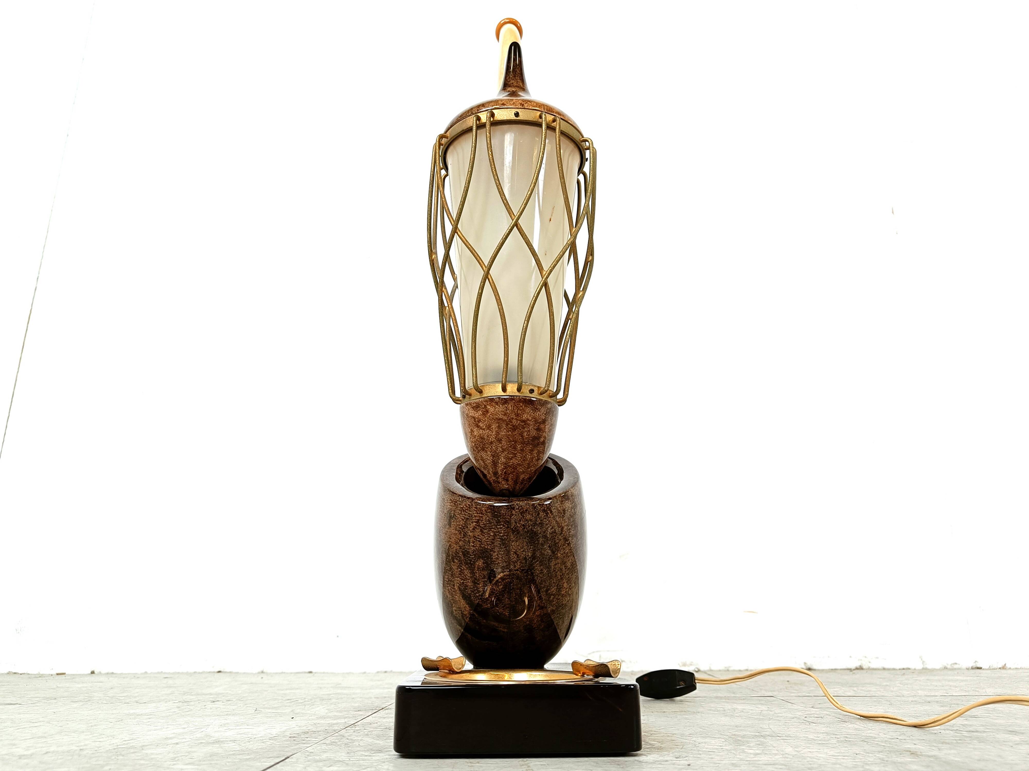 Vintage pipe table lamp by Aldo Tura, 1960s