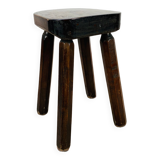 Brutalist chalet-style stool in solid wood