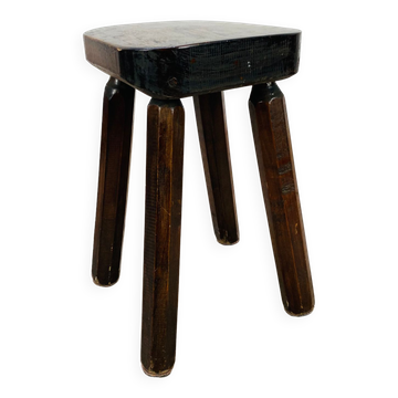 Tabouret brutaliste en bois massif style chalet
