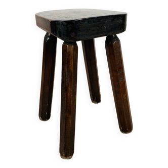 Brutalist chalet-style stool in solid wood