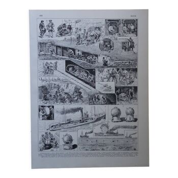 Original lithograph on mine warfare