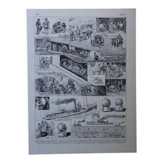 Lithographie originale sur les guerres de mines