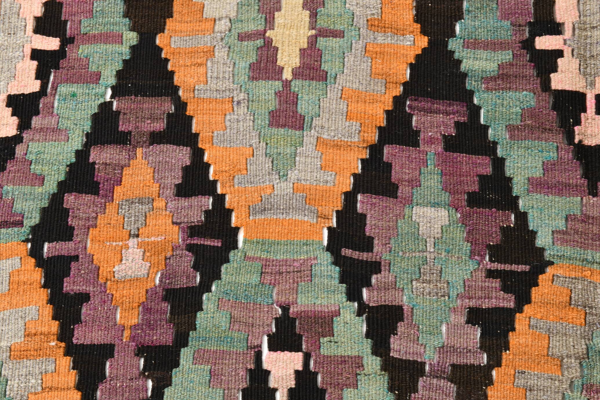 5x7 Purple & Orange Geometric Style Kilim Rug, 162x218Cm