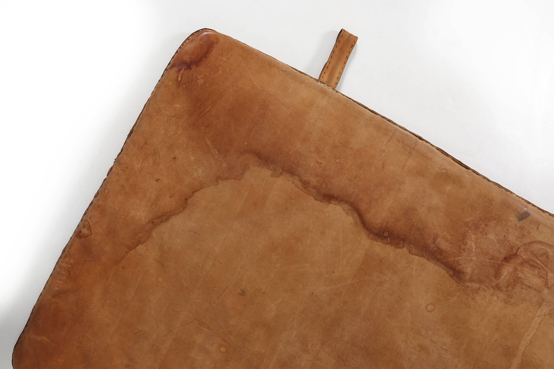Vintage leather gym mat with nice patina, Belgium, 1930s