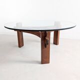 Table basse brutaliste en palissandre, années 1970