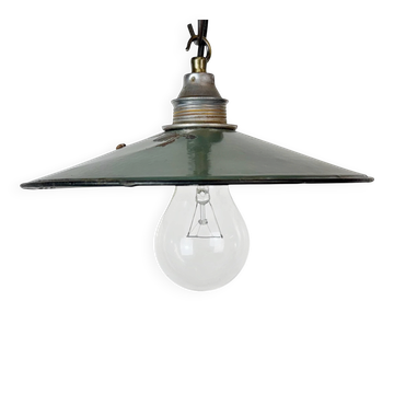 Lumière émaillée verte industrielle, années 1950