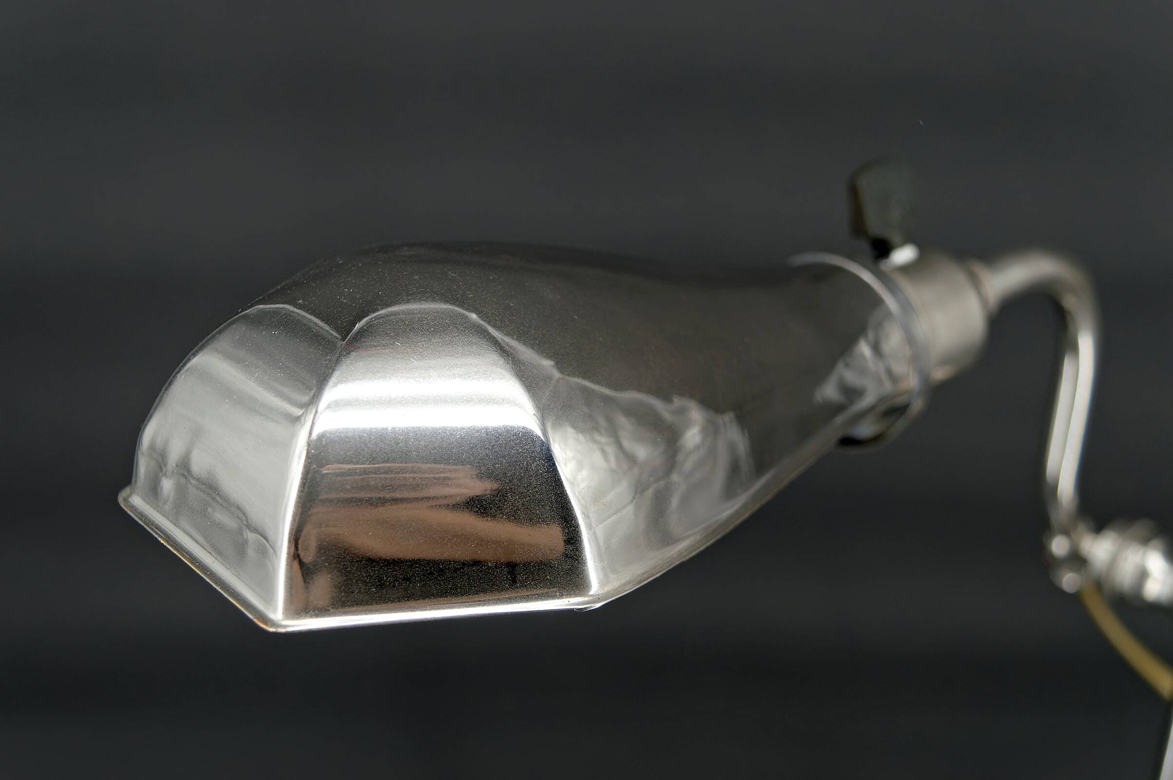 Workshop lamp in aluminum and nickel, adjustable with raise-lower system, France, circa 1900