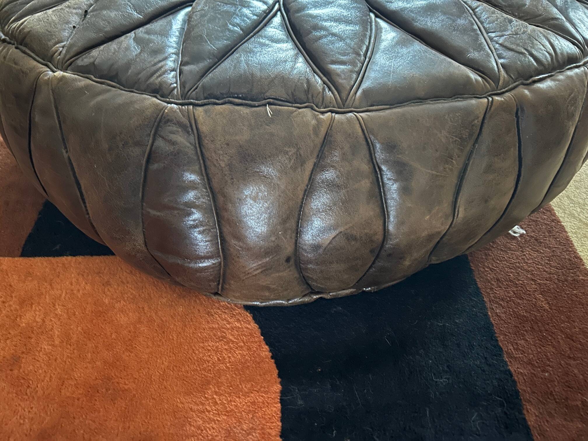 Leather pouf 1970