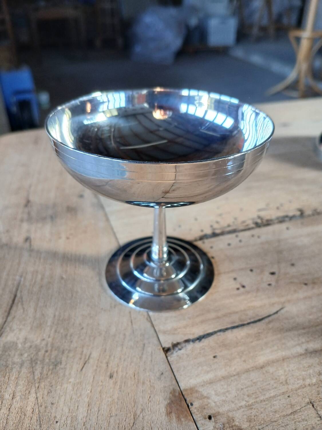 9 antique stainless steel ice cream cups