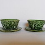 Lot bowls and plates in dabbling cabbage leaves
