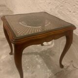 Table d'appoint en bois et osier, années 1940