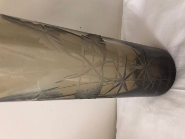 Smoked crystal tube roller vase