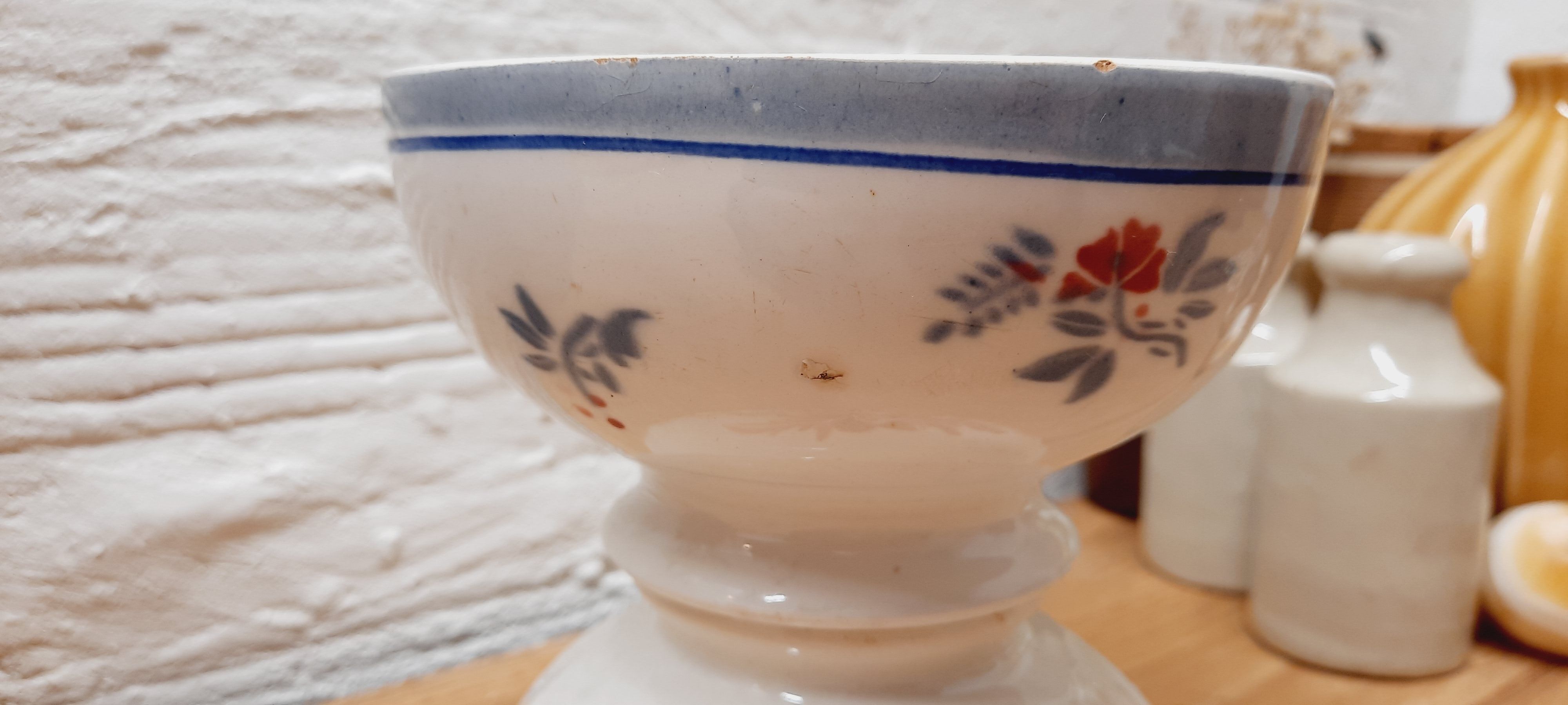 Old pink and grey bowl