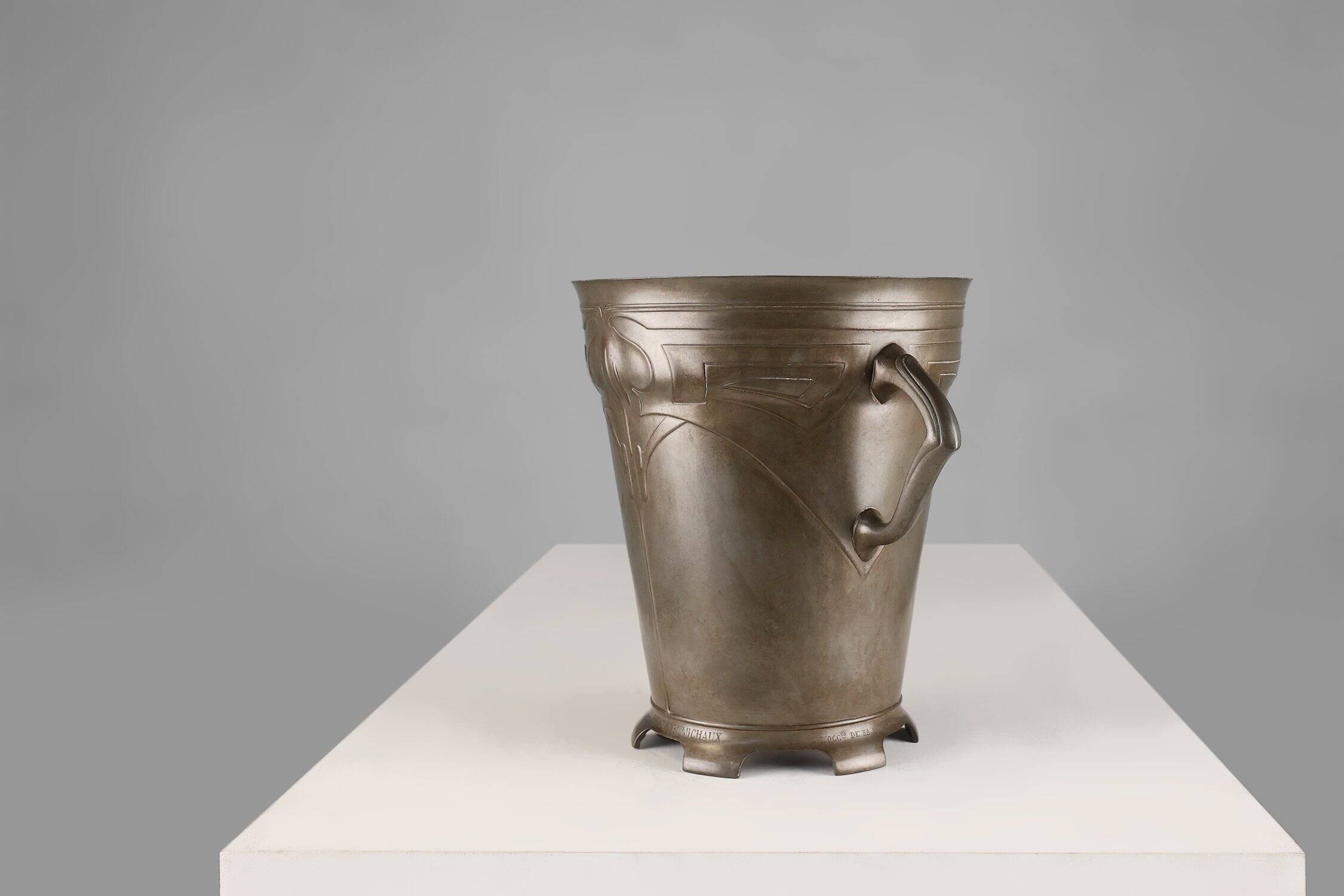 Art Nouveau stamped Tin Wine or Champagne Cooler, Belgium, 1906