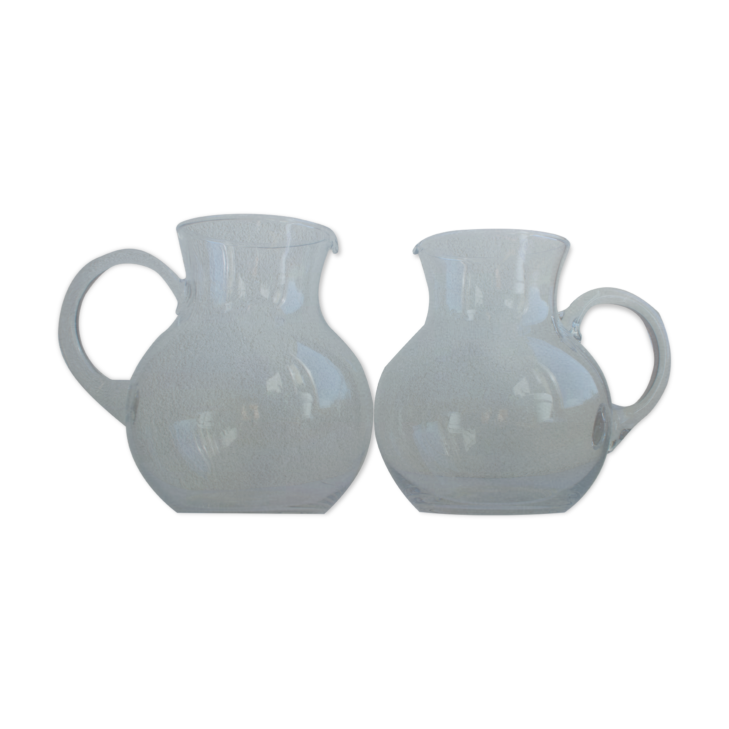 Pair of Orangeade pitcher in blown glass