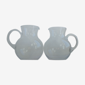 Pair of Orangeade pitcher in blown glass