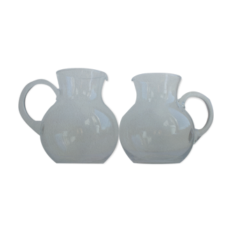 Pair of Orangeade pitcher in blown glass