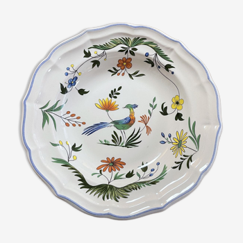 Lot de 6 assiettes creuses en faïence de gien à décor "oiseaux de paradis"