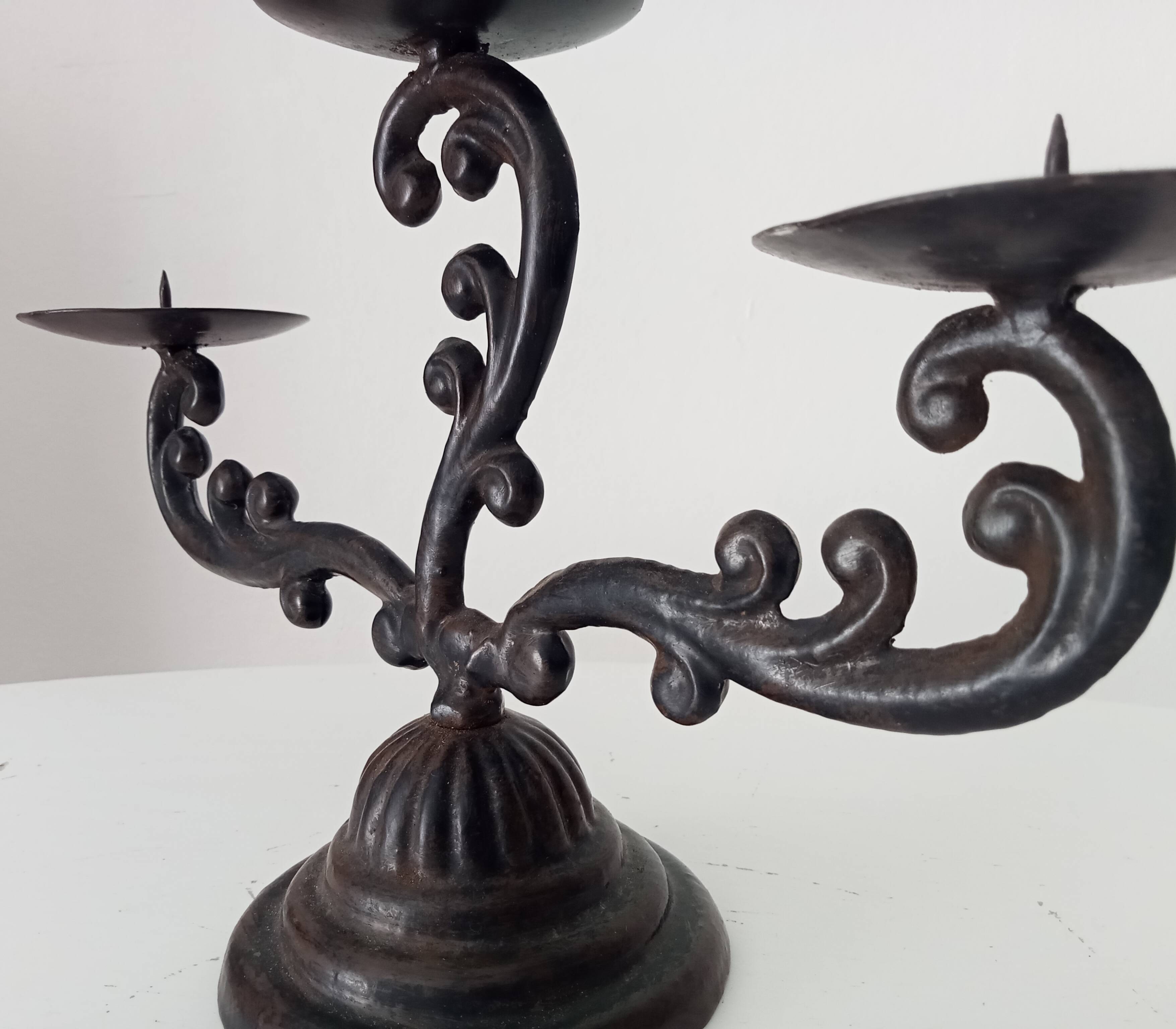 Old enamelled cast iron chandelier