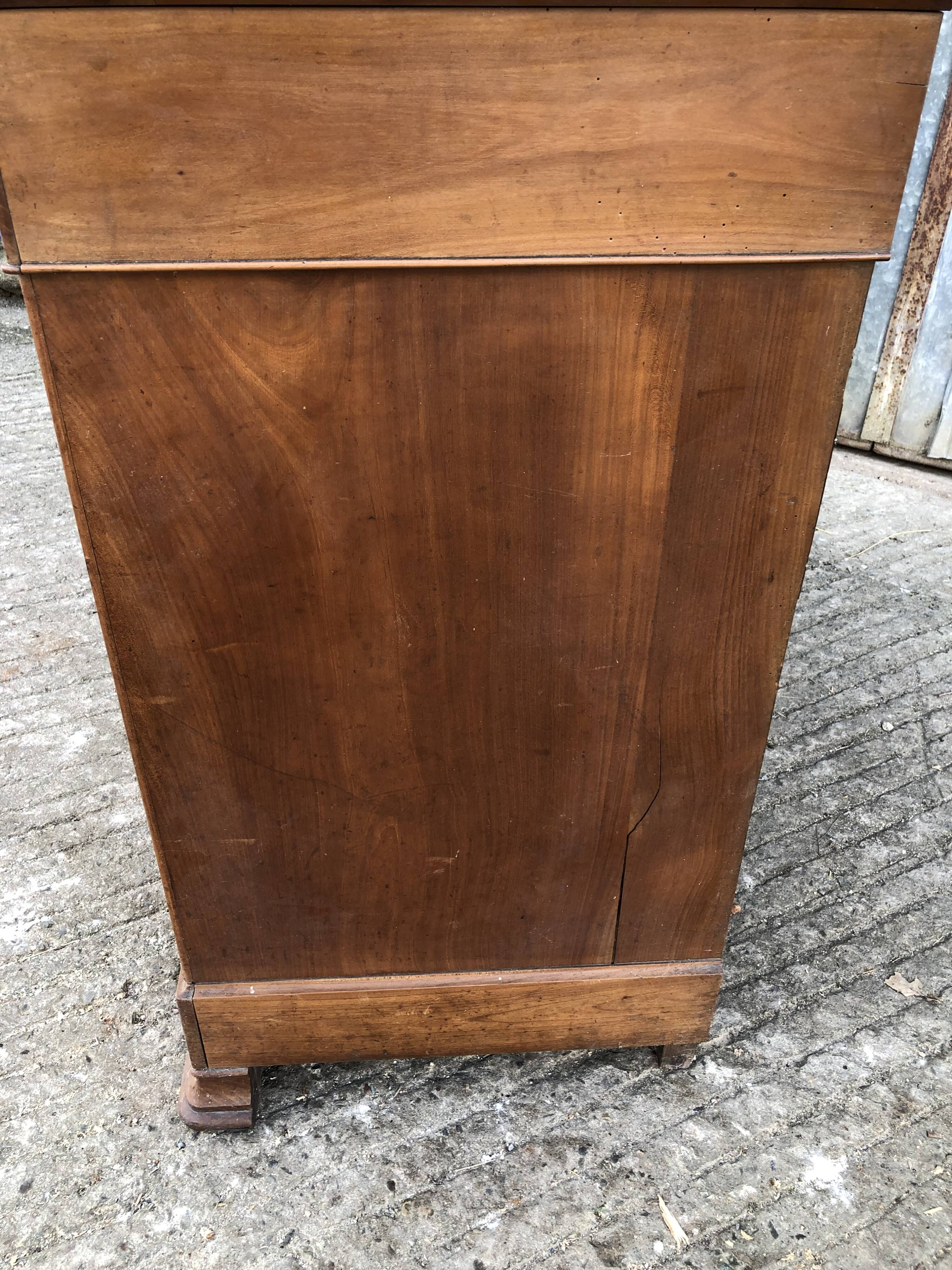 Antique low sideboard in solid cherry wood with 2 doors and 3 drawers