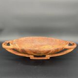 Carved cup in engraved wood – floral decoration and geometric handles