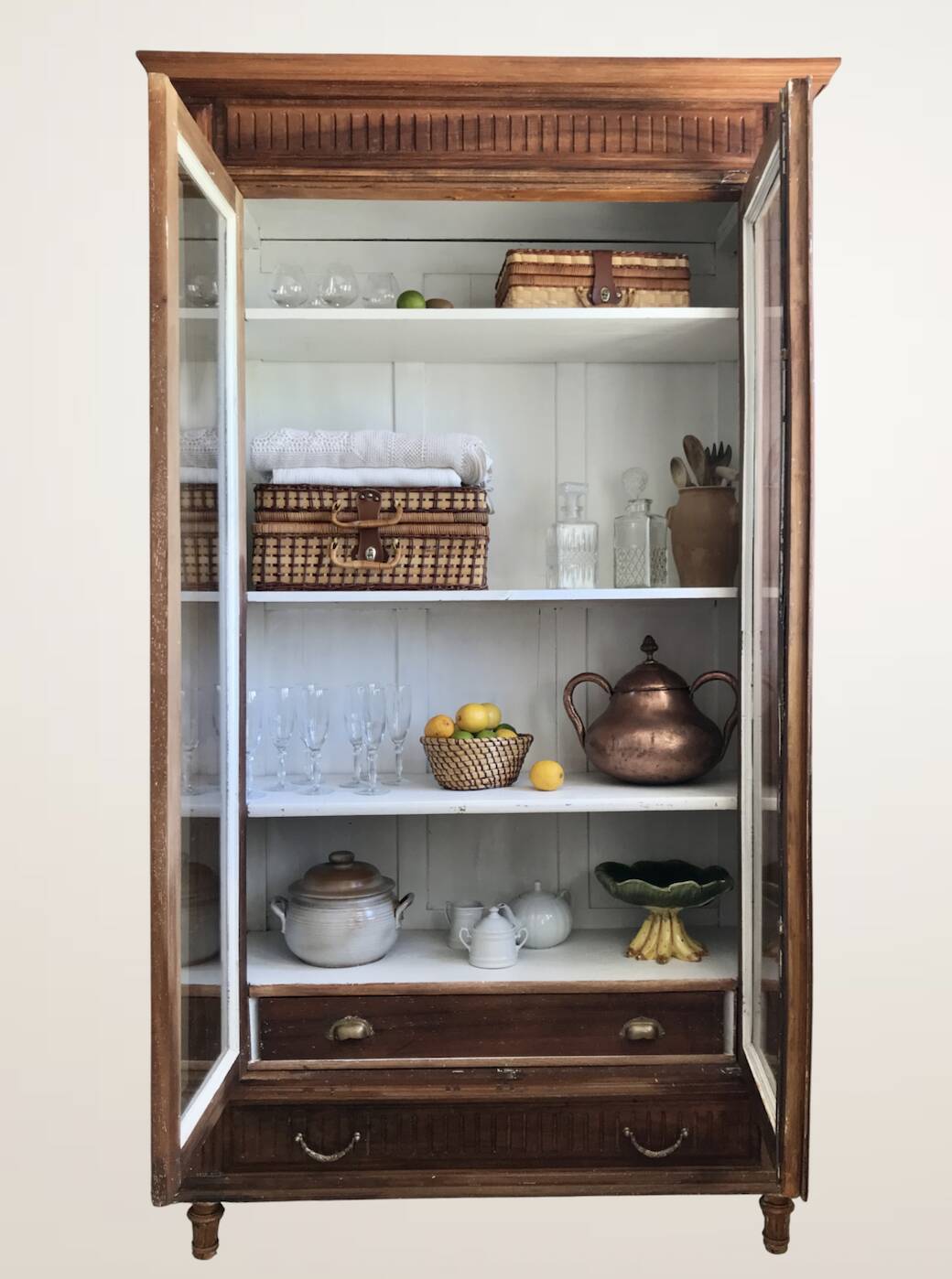 Display cabinet, dresser, antique wooden bookshelf.