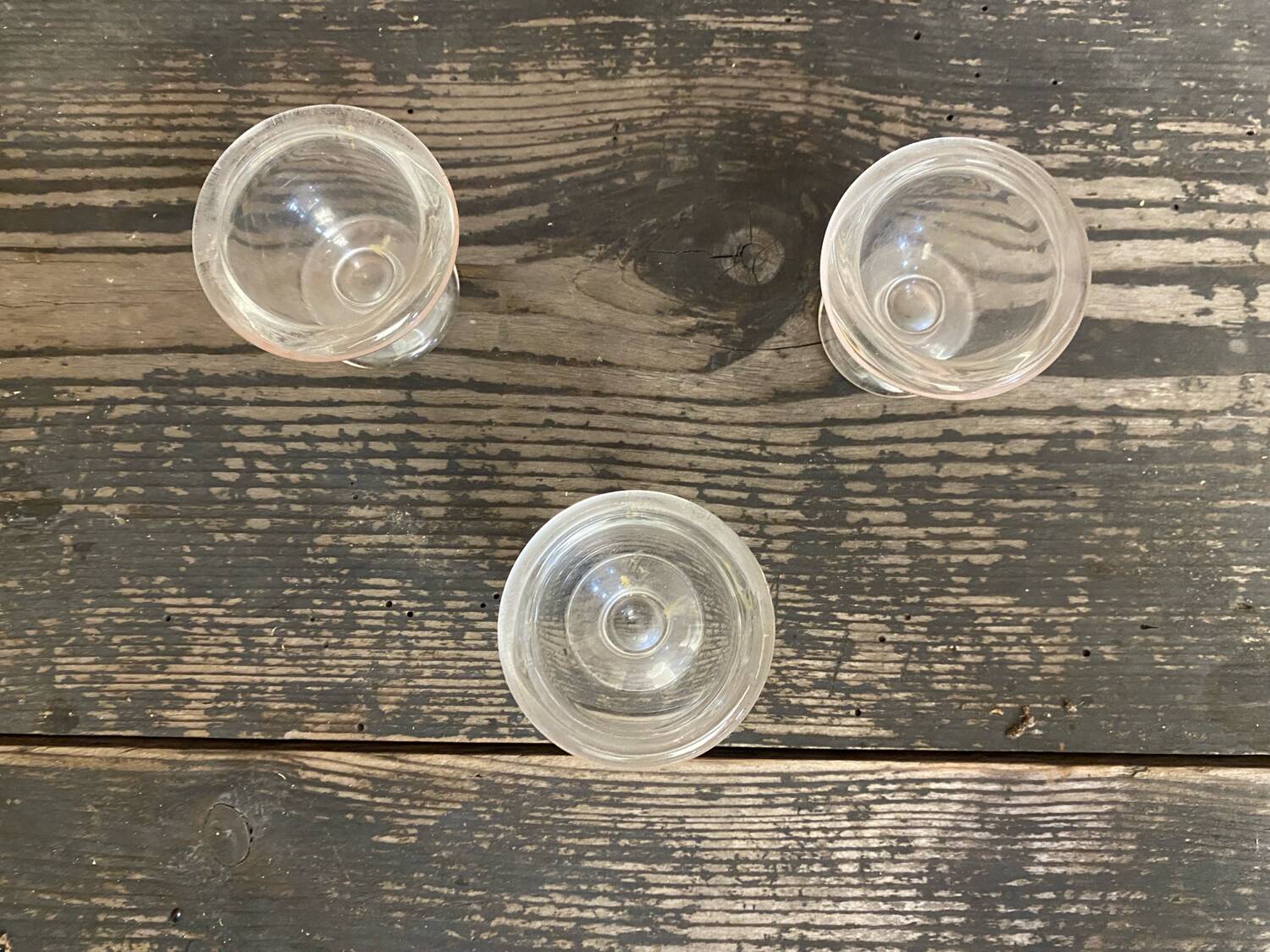 Set of 3 Antique Molded Glass Egg Cups Made in France Vintage