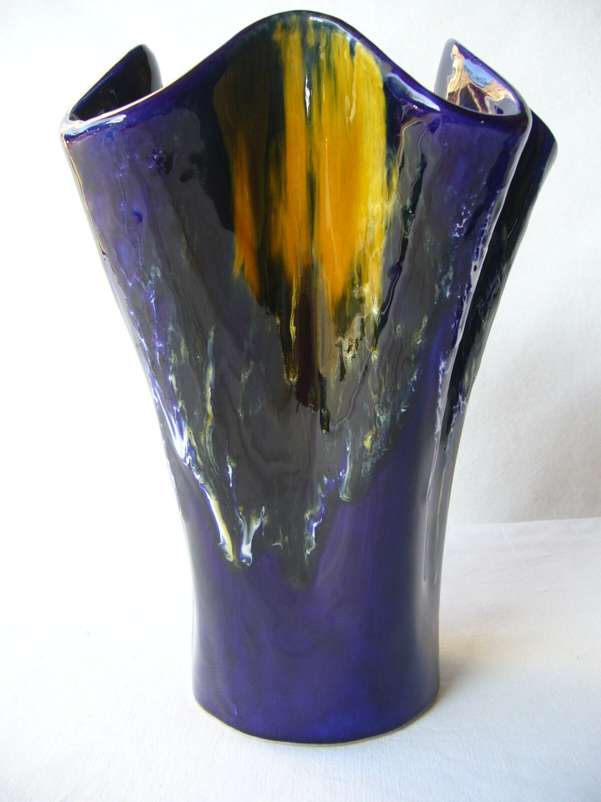 Pair of blue vases flamed Vallauris
