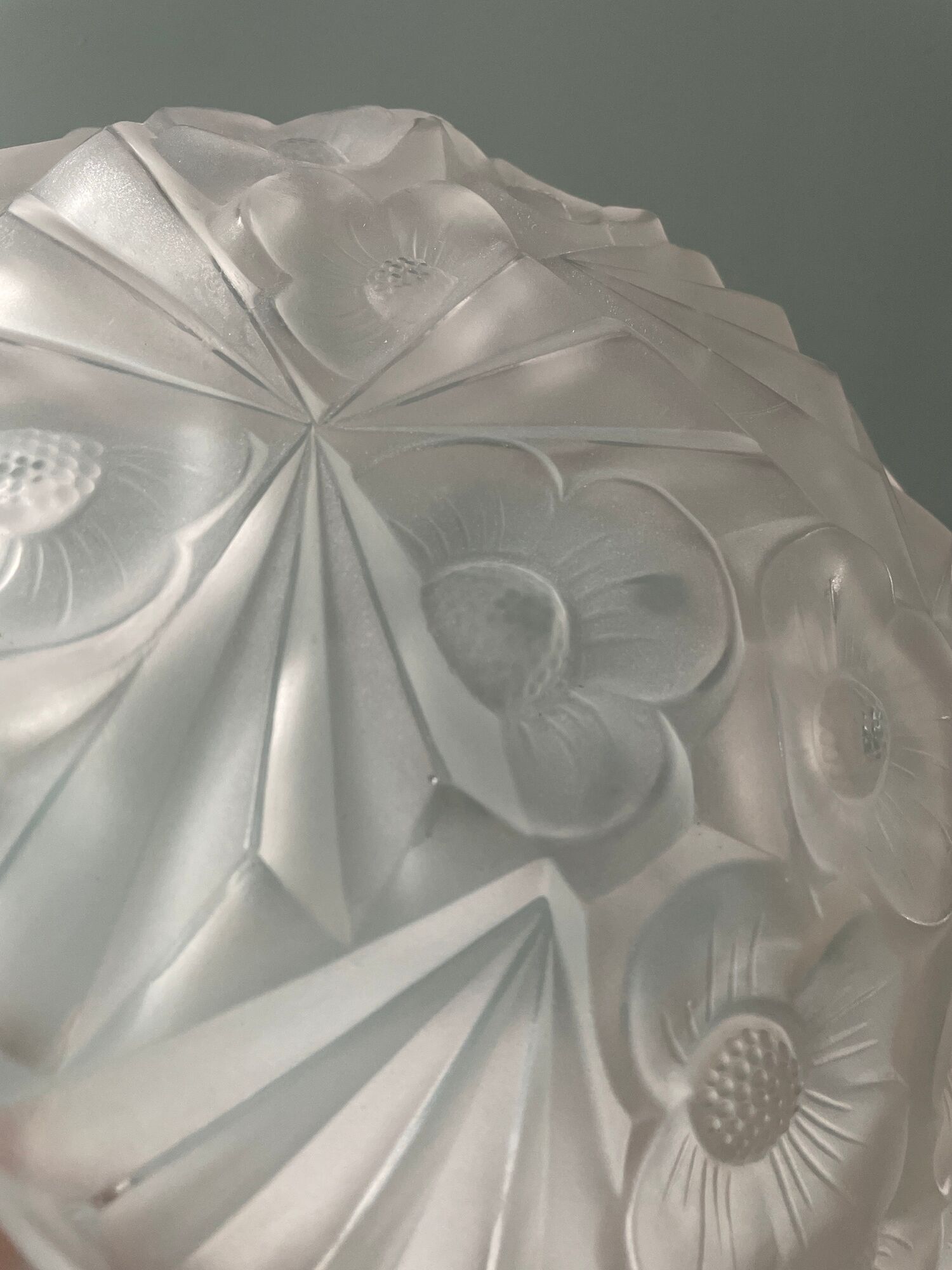 Art deco glass paste lampshade signed hubens degué