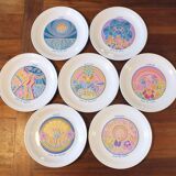 7 Paris porcelain table plates Days of the week zodiac signs