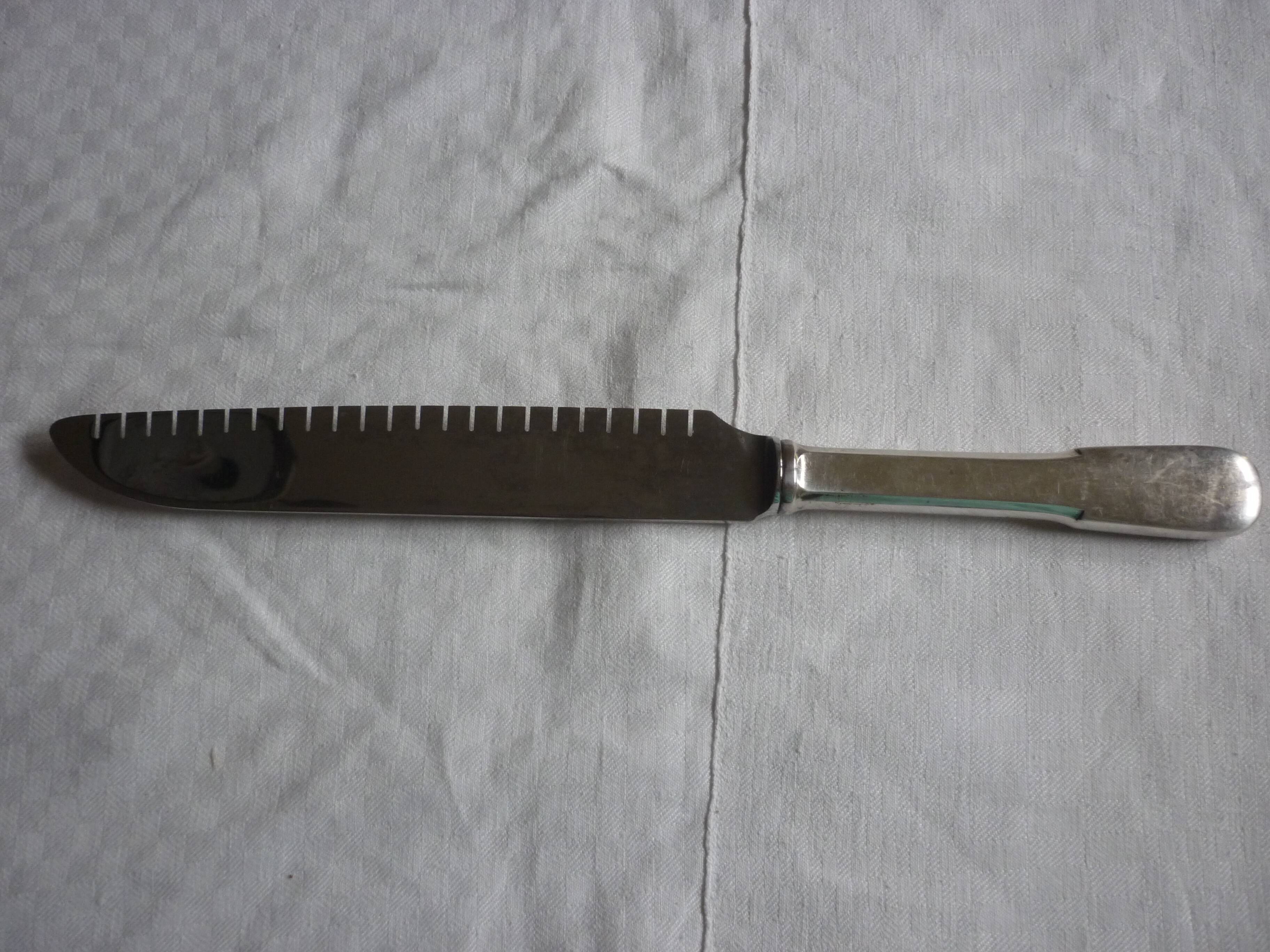 Knife a silver metal bread stainless steel blade st medard
