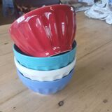 4 colorful faceted bowls