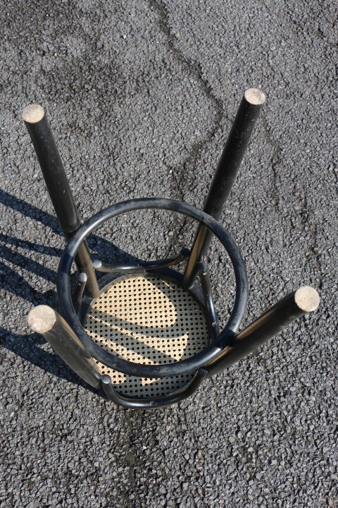 Pair of black canwood bar stools 805mm