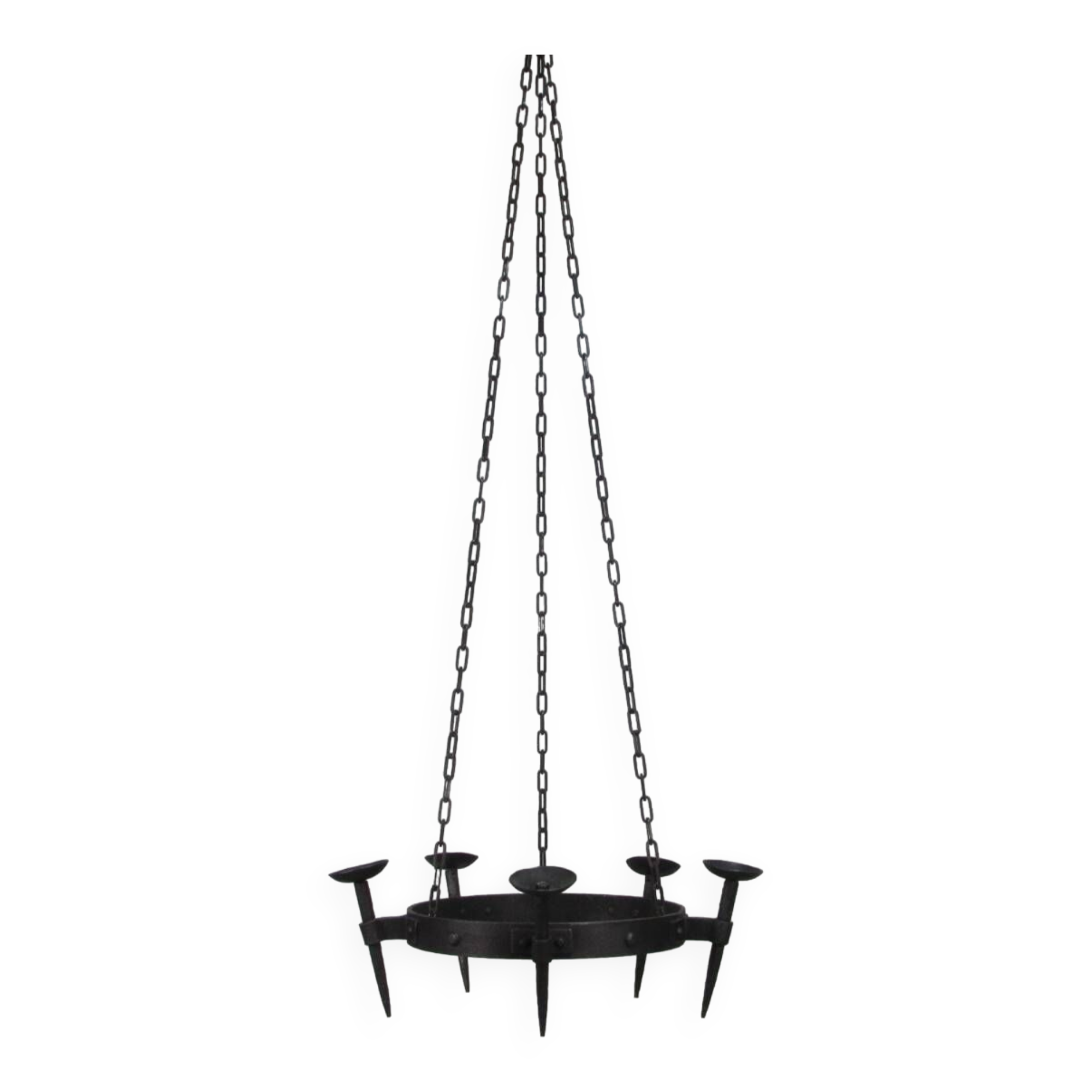 Lustre candélabre en fer forgé années 1950