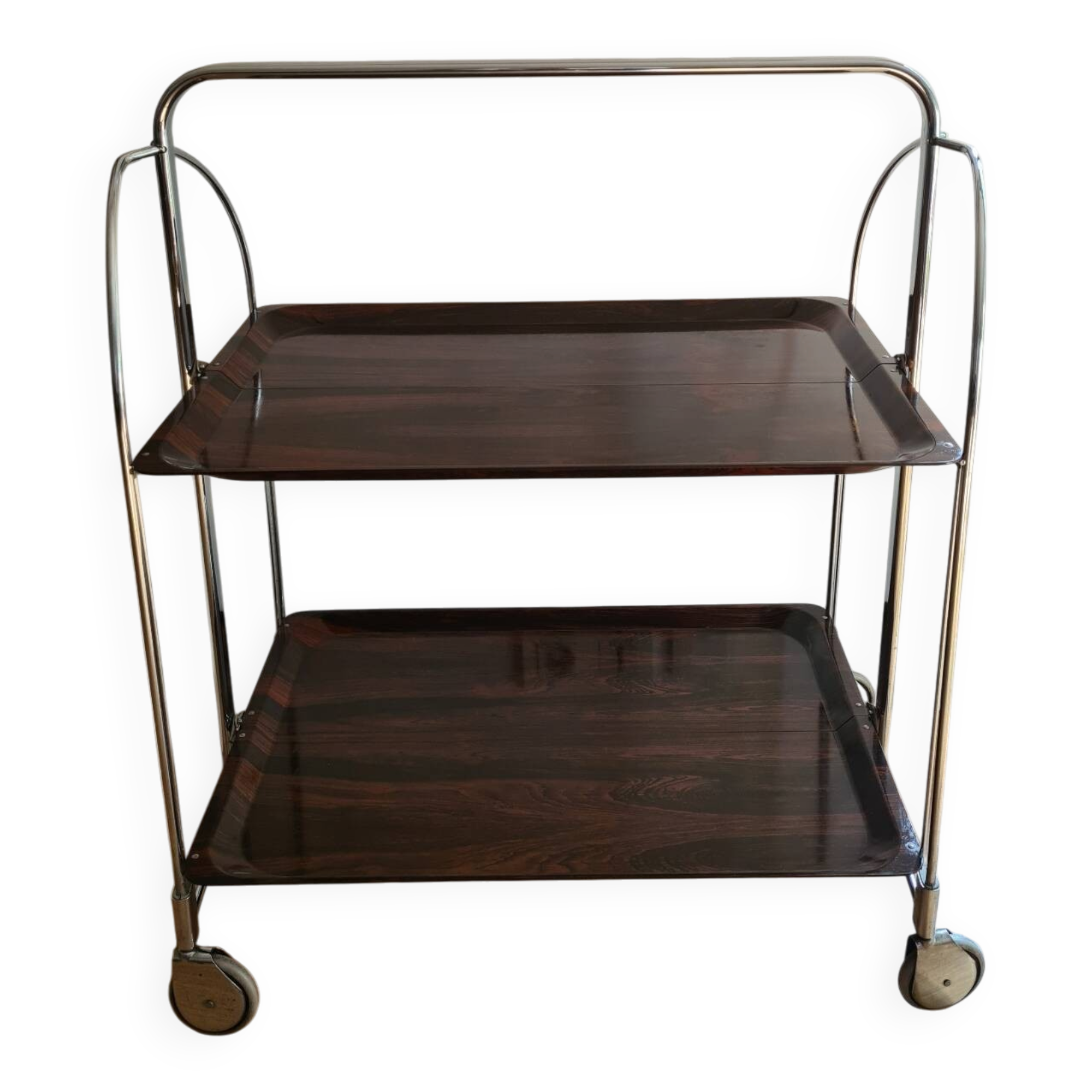 Desserte, mini bar ou chariot de service sur roulettes années 70