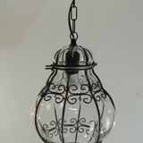Vintage blown glass lantern suspension in Venetian style, evoking the