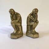 Paire de serre-livres en laiton d'après "Le penseur" de Rodin, vers 1960