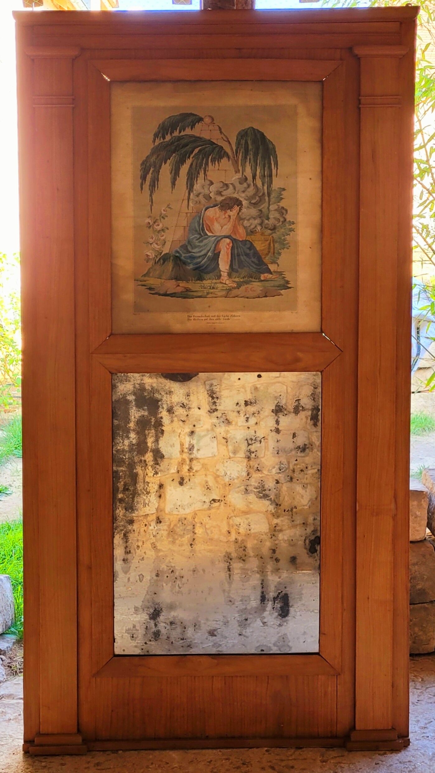 Antique 19th century fireplace trumeau mirror