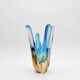 Murano Sommerso Blue Turquoise & Amber Vase Sculpture with 4 Branches 19.5cm