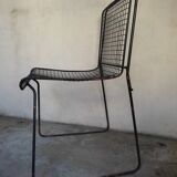 4 gridded metal chairs