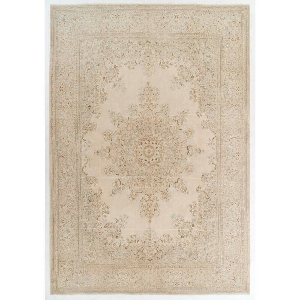 One-of-a-kind Vintage Wool Area Rug. Handmade Turkish Large Carpet for Farmhouse & Country Style Decoration