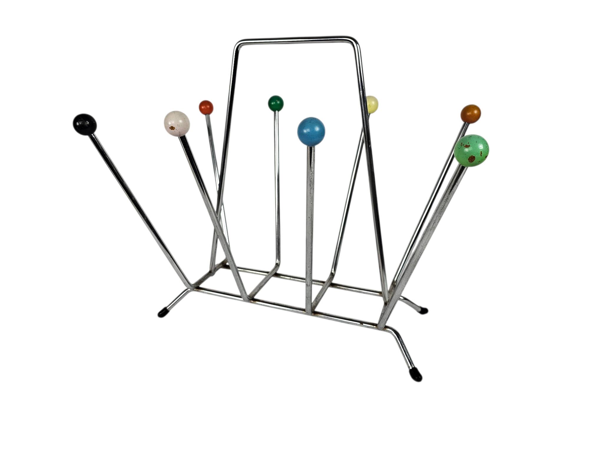 Charles and Ray Eames style magazine rack - Atomic - chrome - wood  Sputnik