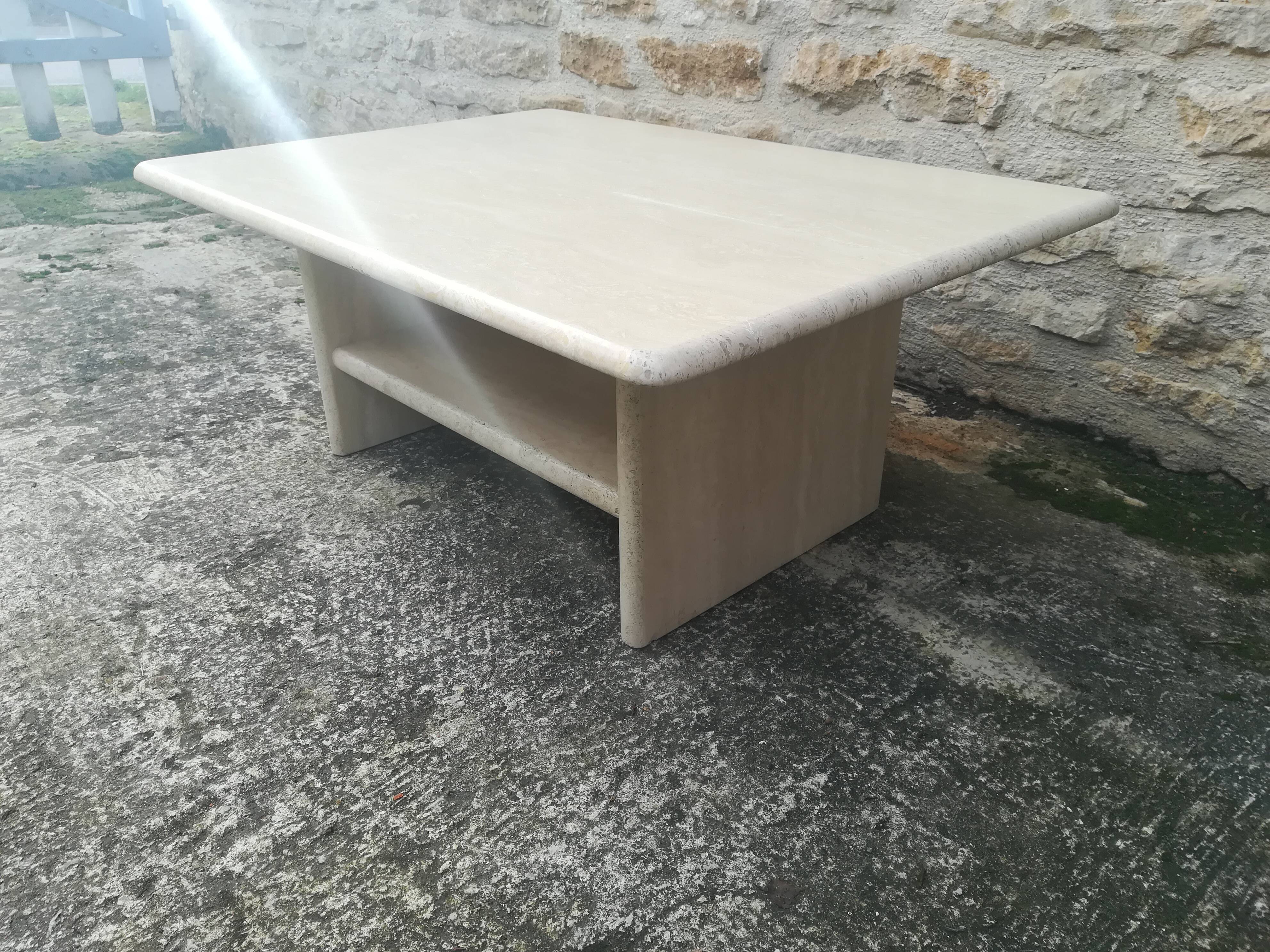 Travertine coffee table