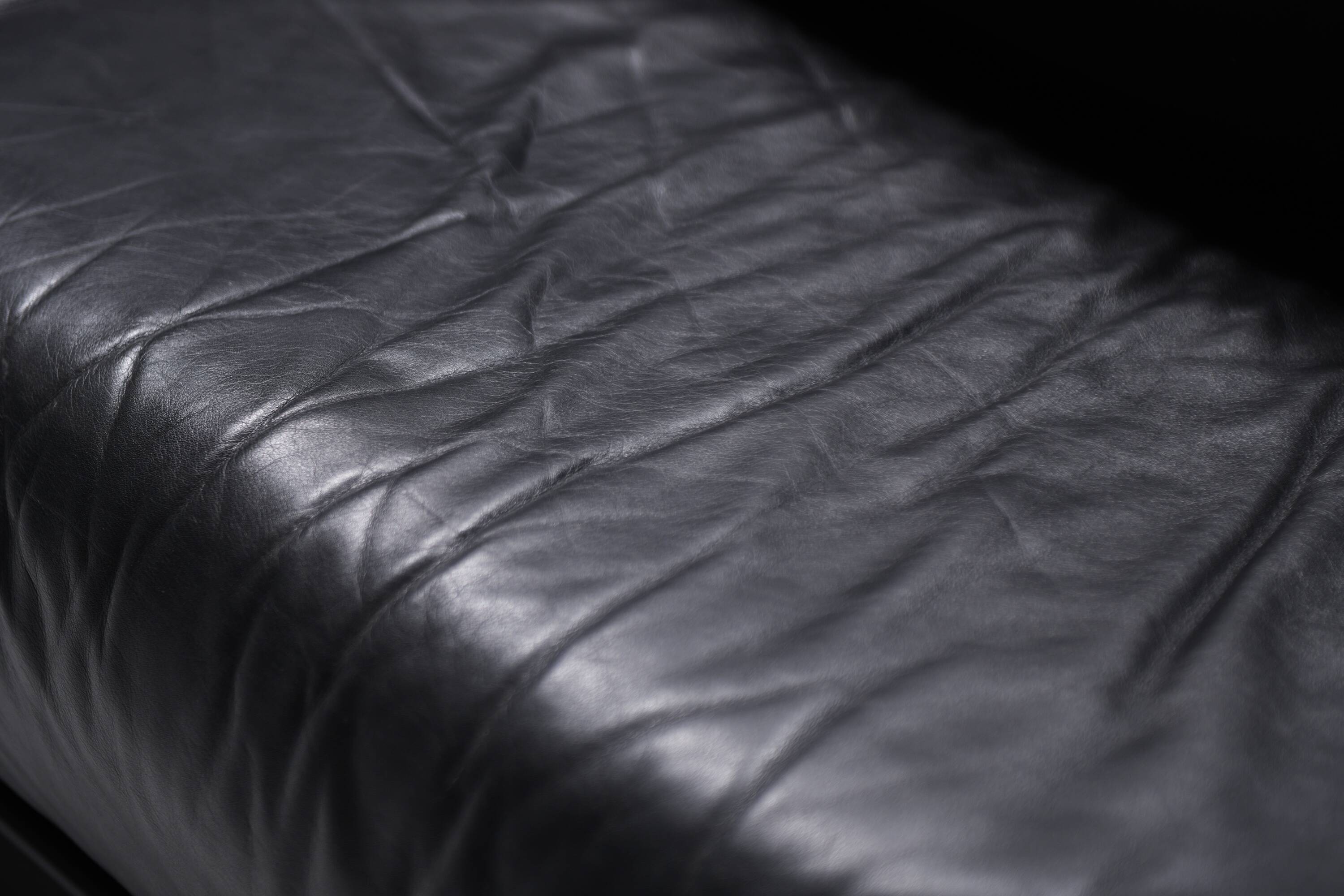 Rare Vintage Gradual lounge sofa in black leather by Cini Boeri for Knoll