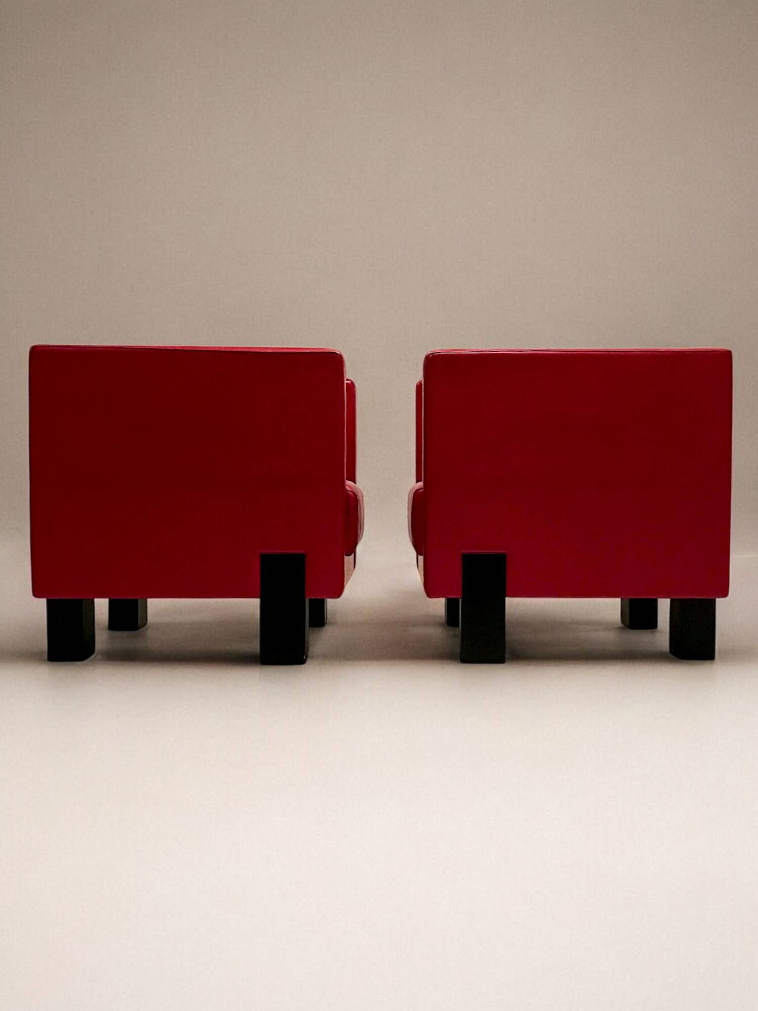 Poltrona Frau - Pair of leather armchairs, “Moji” model - c. 2000 - Italy