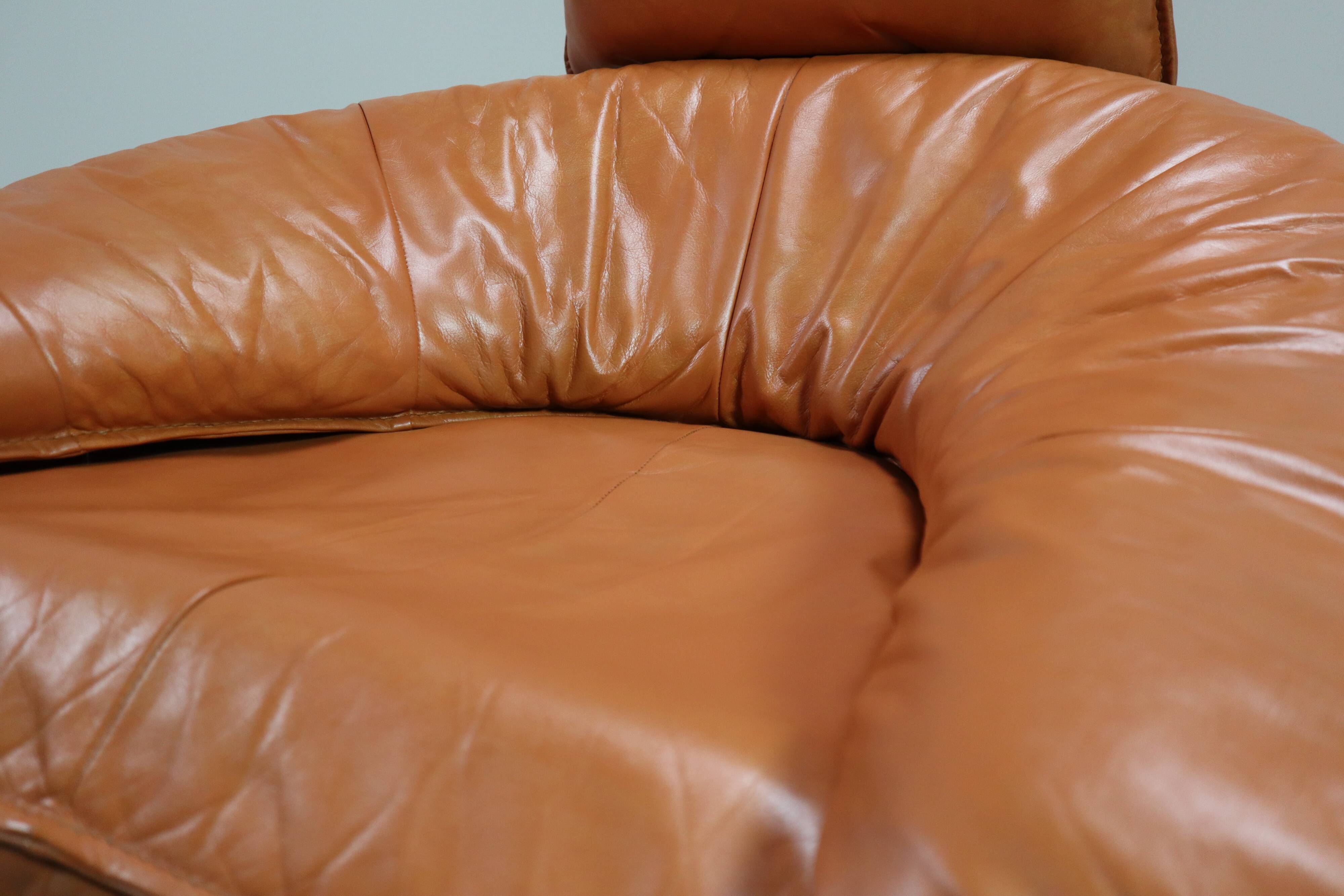 Vintage tripod lounge chair in leather, rattan and oak, Netherlands